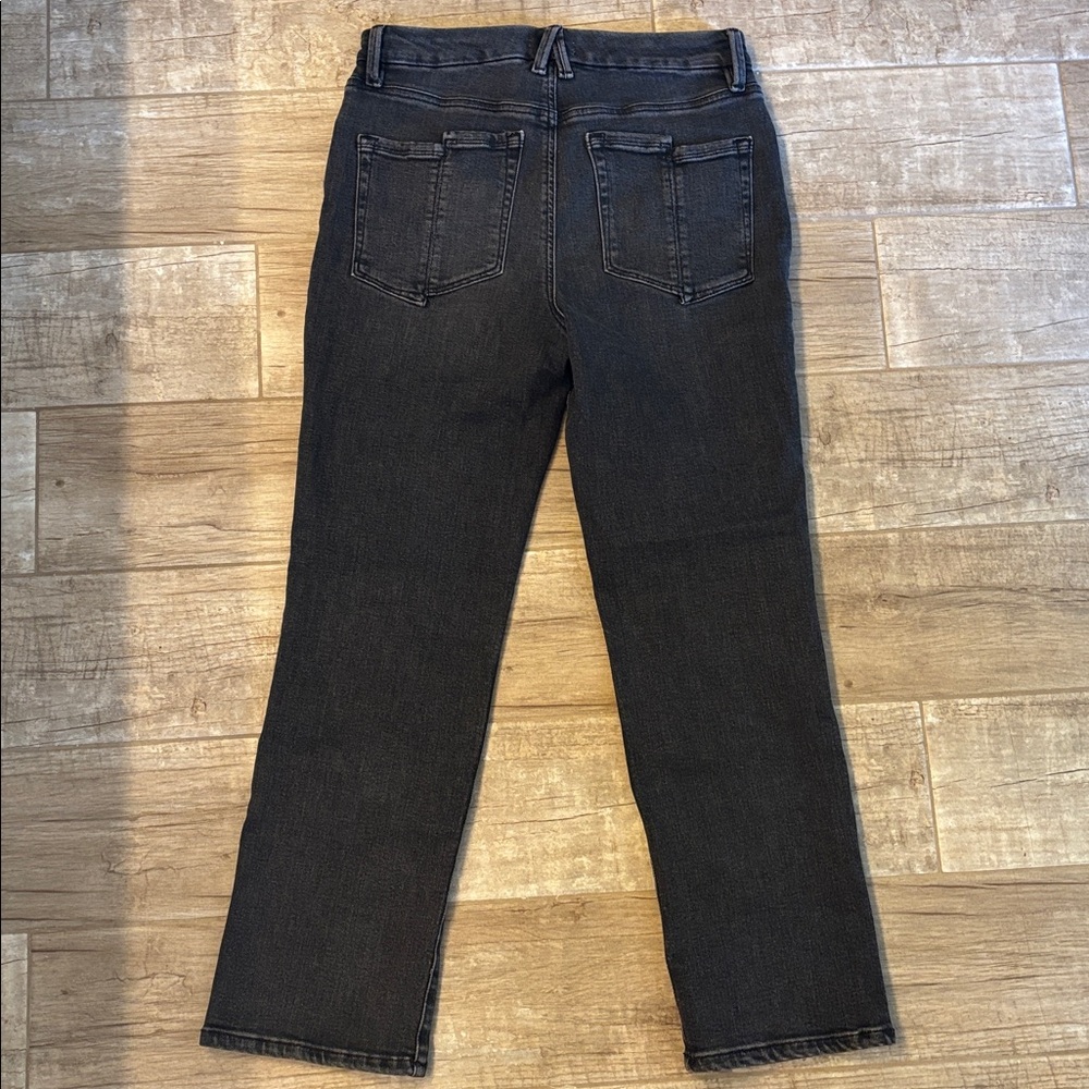 Good American Good Legs Straight Mid Rise Black Denim Jeans - Picture 3 of 4
